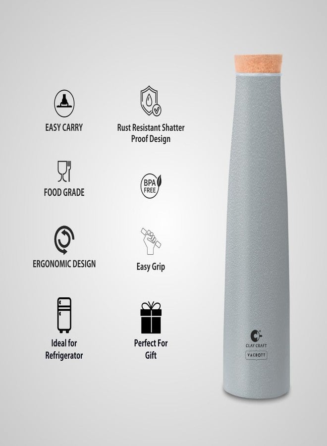 Clay Craft Vacbott Chariott Cork Single Walled Non Insulated Water Bottle, 900ml (Grey - 1 PC) Steel Water Bottles for School, Office, Home, Gym, Water Bottle for Men Leakproof, Rust free Steel Bottle - Image 3